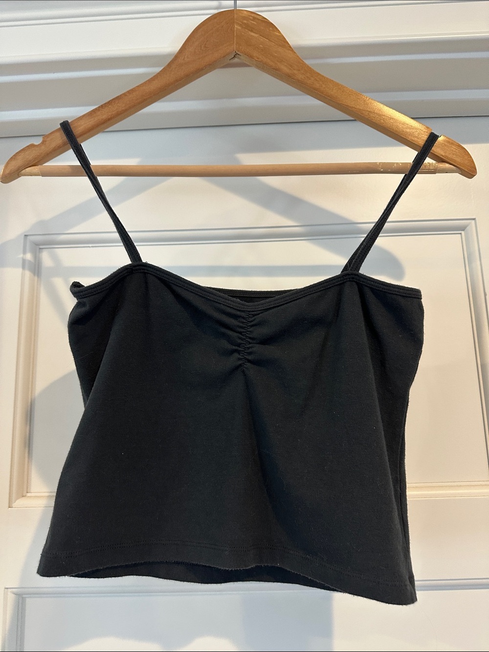 Brandy Melville Black Ruched Front Spaghetti Strap Tank Top